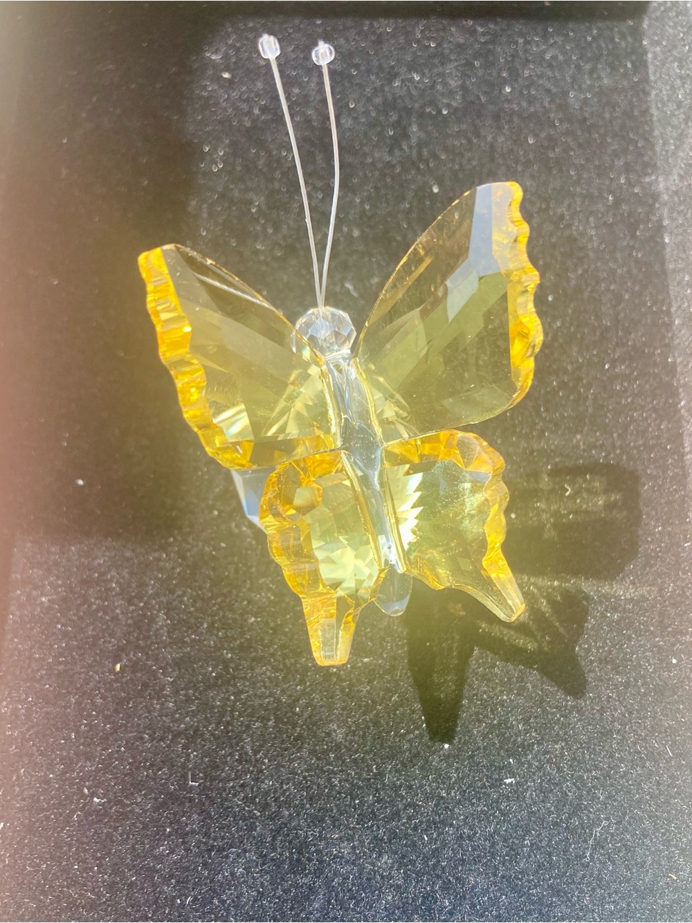 Yellow Crystal Butterfly Figurine Decorative Accent
